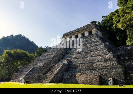 Tempio delle iscrizioni, Palenque, Chiapas, Messico, Nord America, America Foto Stock