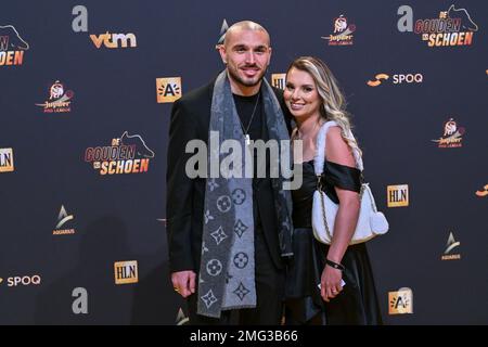 Anversa, Belgio. 25th Jan, 2023. L'Union's Teddy Teuma è stata raffigurata durante la 69 a edizione maschile della cerimonia del Goldens Shoe Award e la 7 a edizione femminile. La scarpa d'oro, Gouden Schoen, Soulier Dor è un premio per il miglior giocatore di calcio del campionato belga di Jupiler Pro League durante l'anno 2022. Il premio femminile è per il miglior giocatore belga di 2022. Mercoledì 25 gennaio 2023 ad Anversa, BELGIO . PHOTO SPORTPIX | Credit: David Catry/Alamy Live News Foto Stock