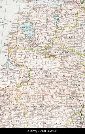 1902/3 Mappa dell'atlante dei confini territoriali degli Stati baltici di Estonia, Lettonia e Lituania prima del WW1 + Konigsberg (Kaliningrad). Foto Stock