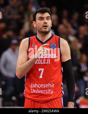 Bonn, Germania. 25th Jan, 2023. Basketball Champions League, Round of 16, cesti Telekom Bonn vs Bahcesehir College Istanbul, gesti. Credit: Juergen Schwarz/Alamy Live News Foto Stock