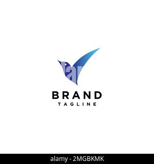 Modello di logo circa l'identificazione, la ricerca di qualcosa di correlato alla natura illustrato con le icone degli uccelli che formano un simbolo della lista di controllo. Illustrazione Vettoriale