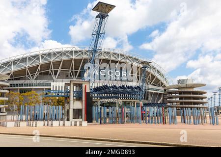 Lo stadio Australia, lo stadio olimpico del Sydney Olympic Park, ora conosciuto come Accor Stadium, è di proprietà del governo del NSW, Sydney, NSW, Australia Foto Stock