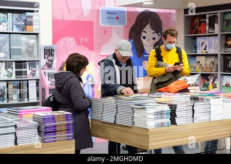 49th Festival Internazionale del fumetto di Angouleme (Francia centro-occidentale) il 17 marzo 2022: Atmosfera presso lo stand dell’editore “edizioni Casterman” Foto Stock
