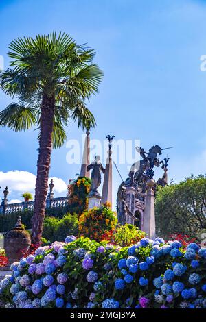 Giardino barocco in stile italiano sull'Isola Bella, nelle isole borromee nel lago maggiore Foto Stock