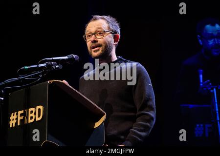 Riad Sattouf, vincitore del premio 'Grand Prix de la ville d'Angoulême' (Grand Prize), partecipa alla serata di apertura della 50th Angoulême International Foto Stock