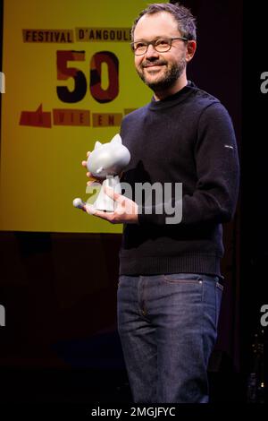 Riad Sattouf, vincitore del premio 'Grand Prix de la ville d'Angoulême' (Grand Prize), partecipa alla serata di apertura della 50th Angoulême International Foto Stock