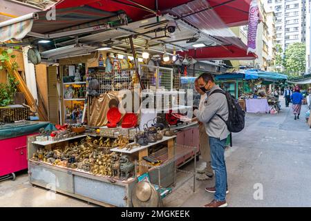 Cat Street mercato dell'antiquariato a Hong Kong, dicembre 2022 Foto Stock