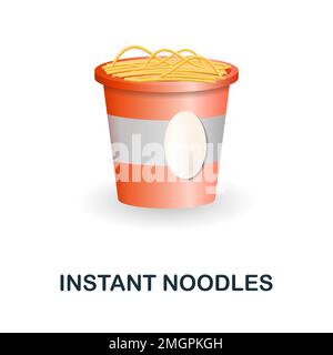 Icona Instant Noodles. 3d illustrazione dalla collezione del mercato alimentare. Creative Instant Noodles 3D icona per web design, modelli, infografiche e altro ancora Illustrazione Vettoriale