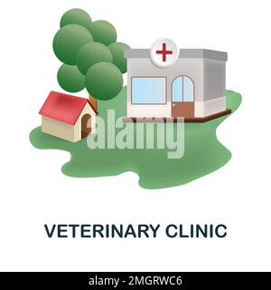 Icona clinica veterinaria. 3d illustrazione dalla collezione di animali domestici. Creative Veterinary Clinic 3D icona per web design, modelli, infografiche e altro ancora Illustrazione Vettoriale