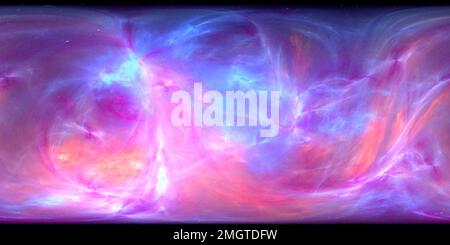 Brillante texture pianeta exoplanet panoramico al neon, rendering 3D astratto generato dal computer Foto Stock