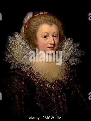 Ritratto di Catharina Belgica (1578-1648) 1617 di Jan Anthonisz van Ravesteya 1572-1652 Paesi Bassi, Olanda, ( Catharina Belgica di Nassau, 1578 – 1648, contessa, Hanau-Münzenberg , matrimonio con Filippo Luigi II, conte di Hanau-Münzenberg. Era reggente di Hanau-Münzenberg , 1612-1626, ) Foto Stock