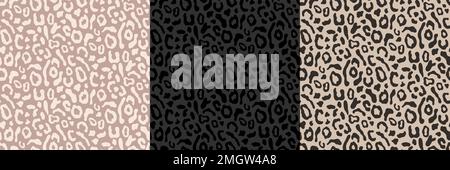 Pantera nera, set di motivi senza cuciture in pelle leopardata Illustrazione Vettoriale