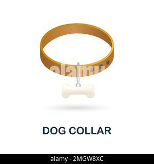Icona collare per cani. 3d illustrazione dalla collezione di animali domestici. Creative Dog Collar 3D icona per web design, modelli, infografiche e altro ancora Illustrazione Vettoriale