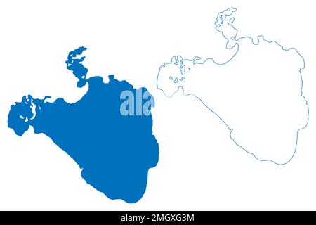 Illustrazione vettoriale della mappa del lago Razna (Repubblica di Lettonia), schizzo della mappa di Raznas ezers Illustrazione Vettoriale