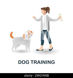 Icona addestramento cane. 3d illustrazione dalla collezione di animali domestici. Creative Dog Training 3D icona per web design, modelli, infografiche e altro ancora Illustrazione Vettoriale