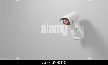 Telecamera di sorveglianza montata a parete. Rendering 3D digitale. Foto Stock