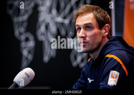 UTRECHT, PAESI BASSI - GENNAIO 26: Nuovo allenatore firmato Felix Kollowski della squadra olandese di pallavolo femminile durante una conferenza stampa del Nederlandse Volleybalbond a DeWeerelt van Sport il 26 Gennaio 2023 a Utrecht, Paesi Bassi (Foto di Rene Nijhuis/Orange Pictures) Credit: Orange Pics BV/Alamy Live News Foto Stock