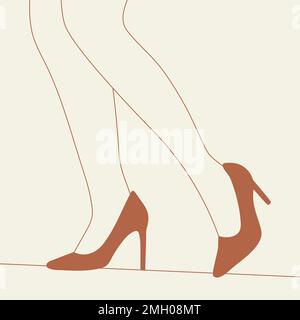 Gambe donna in alto tacco scarpe vettore Illustrazione Vettoriale