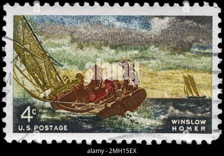USA - CIRCA 1962: Uno Stamp stampato negli USA mostra il “Breezing up” di Winslow Homer (1836-1910), circa 1962 Foto Stock