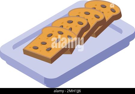 Icona del panettone ritagliato vettore isometrico. Pane per torte. Cibo dolce Illustrazione Vettoriale