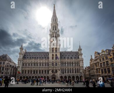 Il Municipio nella Grand Place di Bruxelles. Belgio. Foto Stock