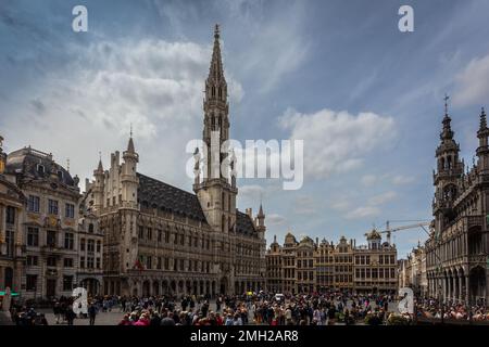 Il Municipio nella Grand Place di Bruxelles. Belgio. Foto Stock