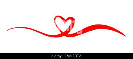 Cuore San Valentino oscillante dipinto a mano con pennello e inchiostro Illustrazione Vettoriale