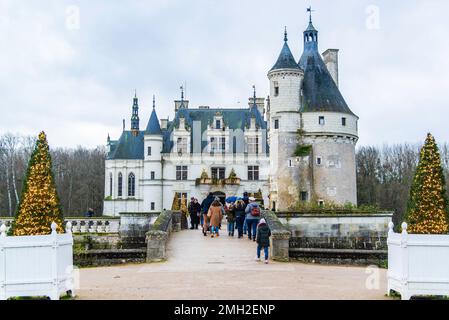 Chenonceau, Francia - Dic 29 2022： il bellissimo giardino del castello di Chenonceau in Francia Foto Stock