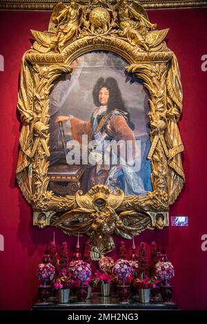 Chenonceau, Francia - Dicembre 29 2022: Ritratto di Luigi XIV nel chambre del Castello di Chenonceau Foto Stock