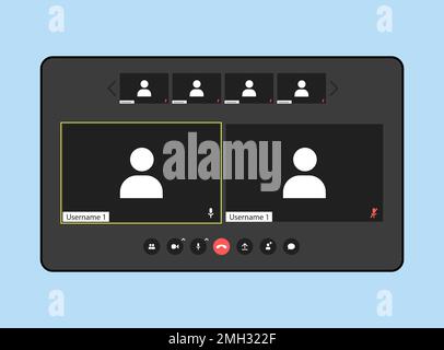 Modello UI UX per videoconferenze e riunioni su tablet Illustrazione Vettoriale