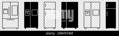 Set di icone del frigorifero. Illustrazione vettoriale isolata su sfondo trasparente Illustrazione Vettoriale