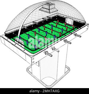 Vettore di gioco di tavolo di calcio e di calcio. Illustrazione isolata su sfondo bianco. Un'illustrazione vettoriale di gioco da tavolo di calcio. Illustrazione Vettoriale