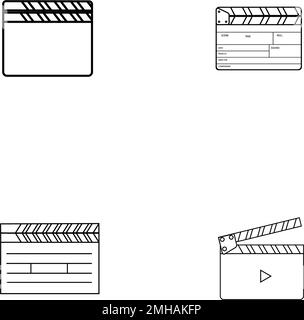 disegno illustrativo con logo a forma di icona della lavagna clapper Illustrazione Vettoriale