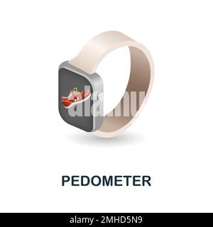 Icona del pedometro. 3d illustrazione della raccolta delle misurazioni. Icona Creative Pedometer 3D per web design, modelli, infografiche e altro ancora Illustrazione Vettoriale