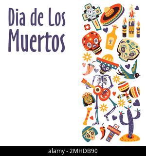 Dia de los Muertos, Giornata dei morti, festa o festa messicana Illustrazione Vettoriale