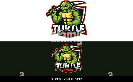 Logo Ninja Turtles Mascot per Team, Sport, e sport, Gaming Illustration Vector Illustrazione Vettoriale