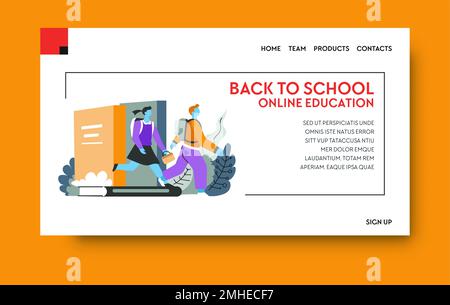 Web page di atterraggio di formazione in linea, imparare a distanza Illustrazione Vettoriale