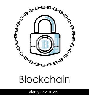 Tecnologia Blockchain icona isolata, criptovaluta e web money Illustrazione Vettoriale