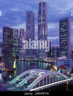 1996 storico ponte di Elgin Boat Quay fiume Singapore MARINA DISTRICT SINGAPORE Foto Stock
