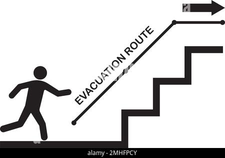 icona percorso di evacuazione o scale di emergenza. disegno del simbolo dell'illustrazione vettoriale. Illustrazione Vettoriale