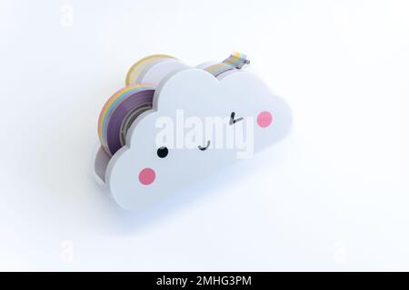 Icona emoticon per il tempo. Fumetto isolato su sfondo bianco. Meteorologia e concetto di cielo Foto Stock