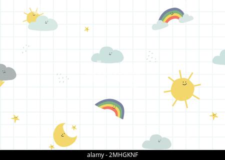 Meteo senza cuciture motivo sfondo vettore cute doodle illustrazione per i bambini Illustrazione Vettoriale