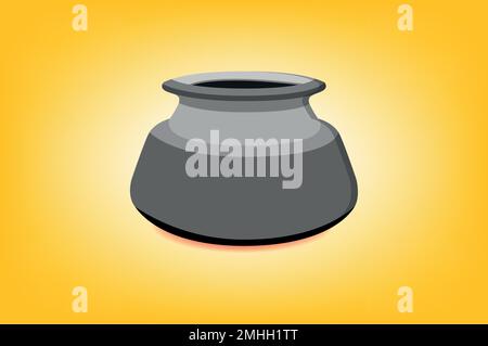Big Steel Pot, Daig Vector, handi in ceramica tradizionale, stoviglie Illustrazione Vettoriale