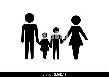 Icona dei Glifi dei genitori e dei bambini Illustrazione Vettoriale