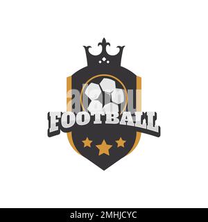 Immagine vettoriale del logo del calcio o della squadra di calcio. Football o calcio Club Logo Template Creator per Sports Team Vector Illustrazione Vettoriale