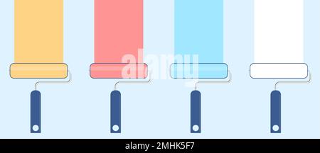 Icona del pennello a rullo, icona del pennello, icona del rullo a rullo a tinta unita, set di pennelli a rullo Illustrazione Vettoriale