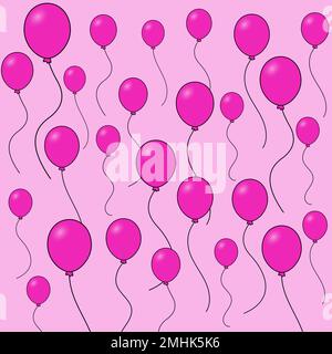 Palloncini rosa volanti per matrimoni, compleanni, anniversari. Decorazioni per feste. Illustrazione vettoriale Illustrazione Vettoriale