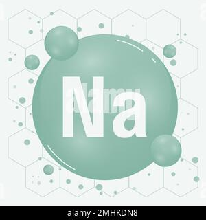 Sodio, minerali di Na per salute. Complesso di vitamine minerali. Supplemento medico e dietetico concetto di assistenza sanitaria. Illustrazione vettoriale Illustrazione Vettoriale