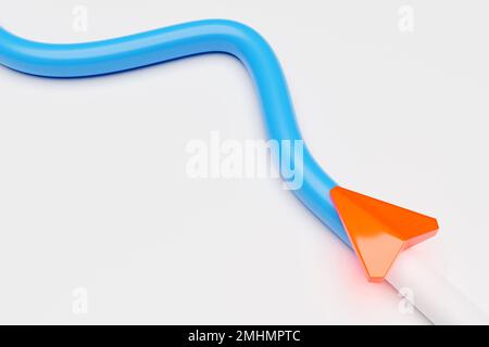 3d illustrazione della geolacazione con un indicatore arancione di navigazione del percorso su una mappa Foto Stock