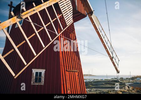 Primo piano del vecchio mulino a vento Foto Stock